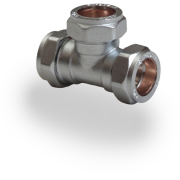 Compression 22mm Tee Chrome Plated