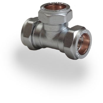 Compression 22mm Tee Chrome Plated Compression 22mm Tee Chrome Plated