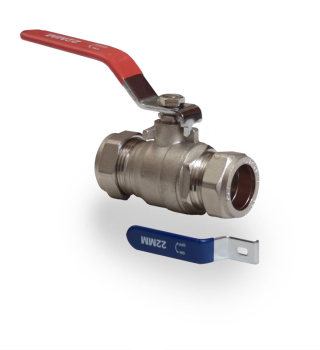 35mm Red & Blue Lever Ball Valve C x C
