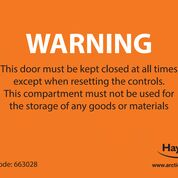 WARNING Keep Door Closed Label (Pack of 10)