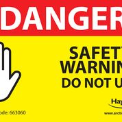 DANGER SAFETY WARNING DO NOT USE (Pack of 10)