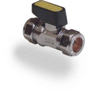 15mm Comp Mini Ball Valve Straight CP 15mm Comp Mini Ball Valve Straight CP