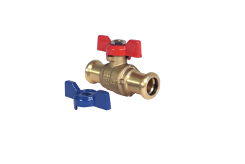Press Fit Red/Blue T Handle Ball Valve